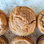 paleo pumpkin muffins on a marble counter